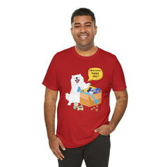 "Ohwoooo happy day!"  Happy Dog with treat delivery T‑Shirt — Pet Gift