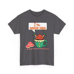 I'm Really Fine Tee — Cute Elf in a coffee cup Graphic T-Shirt