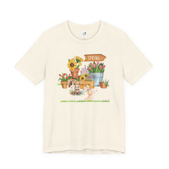 Spring Garden Tee — Cute Bunny & Flower Pots Graphic T-Shirt