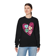 Heart Scribble with 'I Love You More' Candy HeartsCrewneck Sweatshirt