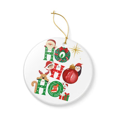 Ho Ho Ho Ceramic Christmas Ornament — Festive Holiday Tree Decoration