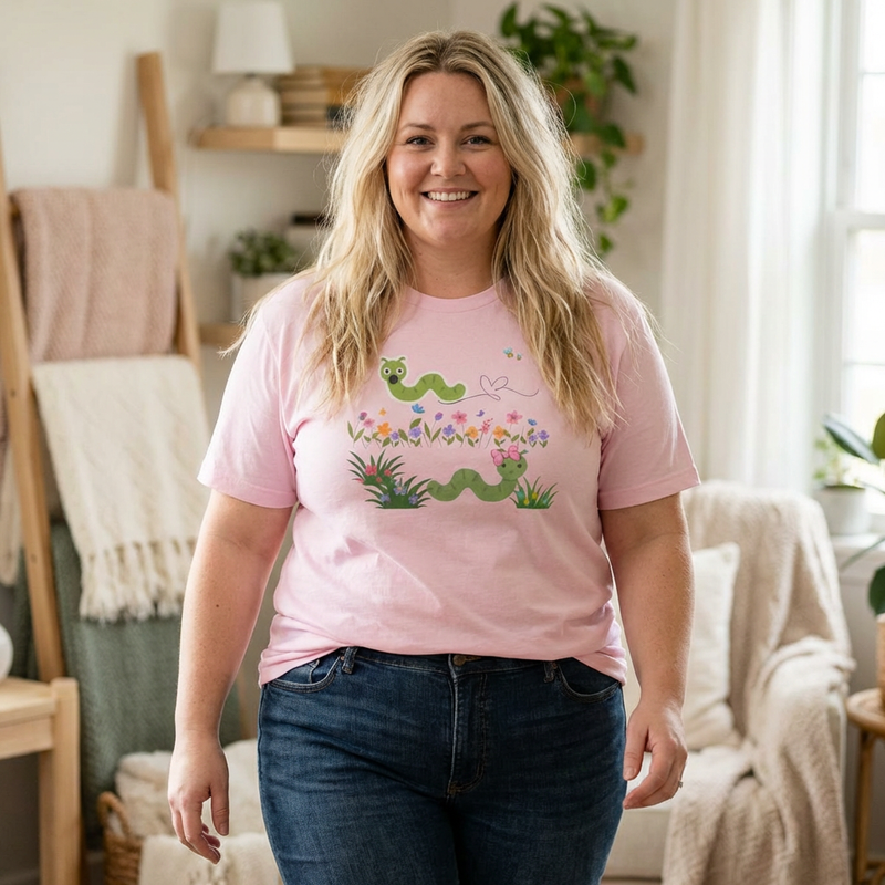Cute Garden Worm Whimsical Springtime Tee
