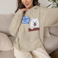 "Hanging with Mom" Cute Dog Graphic Pullover Hoodie