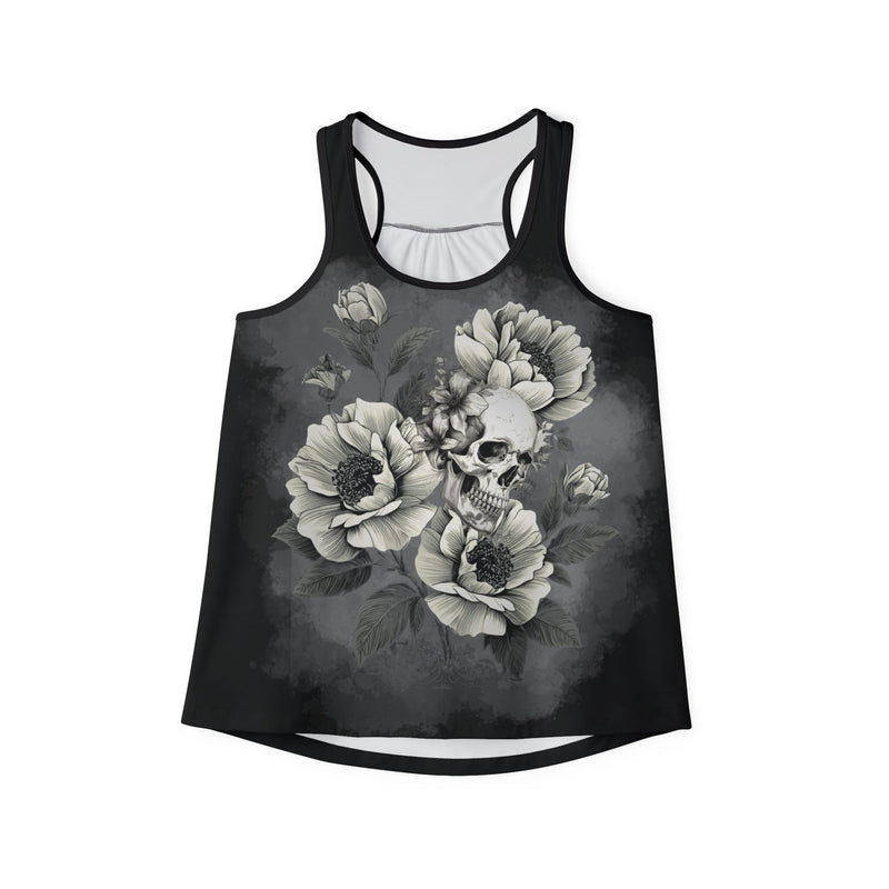 Skull & Poppy Women's Tank Top — Gothic Floral All-Over Print