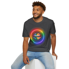 Rainbow Lips T-Shirt — Pride LGBT Neon Circle Graphic Tee