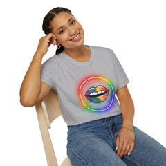 Rainbow Lips T-Shirt — Pride LGBT Neon Circle Graphic Tee