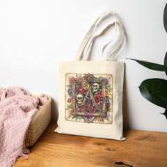 Tote — Gothic Skull & Rose Monogram "A" Canvas Tote Bag