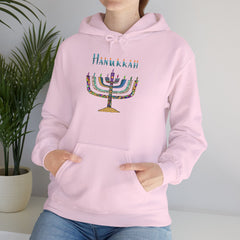 Hanukkah Menorah Hoodie — Festive Glitter Menorah Sweatshirt
