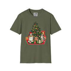 Christmas Australian Shepherd Dogs T-Shirt — Festive Tree & Presents Holiday Tee
