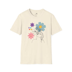 Floral Line Art Tee — Colorful Blossoms Graphic T-Shirt