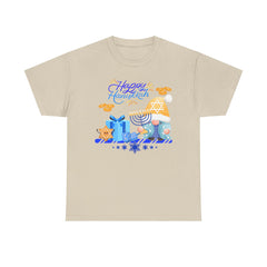 "Happy Hanukkah" Knome with Menorah & Dreidel Holiday Tee