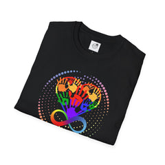 Autism Awareness, Pride Infinity Hands T-Shirt — Rainbow Neurodiversity Support Tee