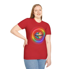 Rainbow Lips T-Shirt — Pride LGBT Neon Circle Graphic Tee