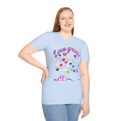 Love Grows Heart Tree T-Shirt — Colorful Heart Family Tee