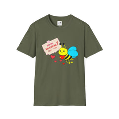Valentine Bee T-Shirt — "Be My Valentine?" Cute Bee Hearts Tee