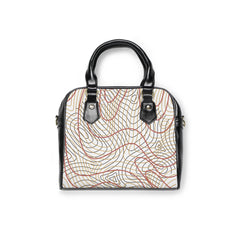 Abstract Line Art Shoulder Handbag — Neutral Swirl Pattern Tote