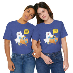 "Ohwoooo happy day!"  Happy Dog with treat delivery T‑Shirt — Pet Gift