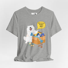 "Ohwoooo happy day!"  Happy Dog with treat delivery T‑Shirt — Pet Gift