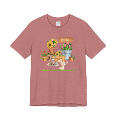 Spring Garden Tee — Cute Bunny & Flower Pots Graphic T-Shirt