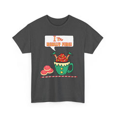 I'm Really Fine Tee — Cute Elf in a coffee cup Graphic T-Shirt