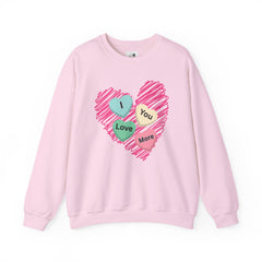 Heart Scribble with 'I Love You More' Candy HeartsCrewneck Sweatshirt