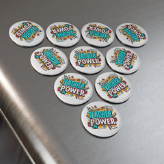 Teacher Power Round Magnet — Teacher Appreciation Button Magnet shop for 1 or 10