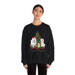 Christmas Samoyed Dogs Sweatshirt - Festive Tree & Gifts Holiday Crewneck