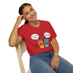 "I love U a Latte" Cute Coffee Pun Tee Couple T-Shirt