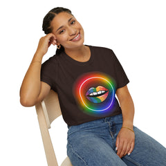 Rainbow Lips T-Shirt — Pride LGBT Neon Circle Graphic Tee
