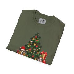 Christmas Australian Shepherd Dogs T-Shirt — Festive Tree & Presents Holiday Tee
