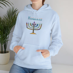 Hanukkah Menorah Hoodie — Festive Glitter Menorah Sweatshirt