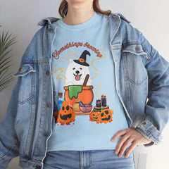 Halloween Witchy Samoyed — Cute Spooky Pumpkin Cauldron Tee