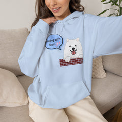 "Hanging with Mom" Cute Dog Graphic Pullover Hoodie
