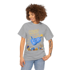 Hanukkah Blue Dreidel & Menorah Holiday Tee 2 design options