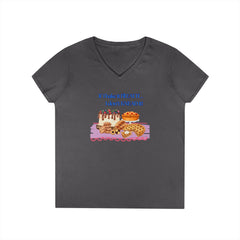 "If I bake it I'll EAT IT... I don’t KNEAD it", Baking Humor V-Neck Tee
