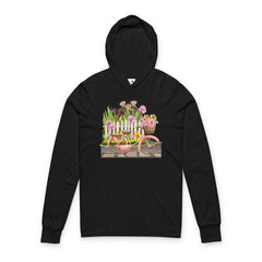 Floral Garden Cart Hooded Long Sleeve Tee