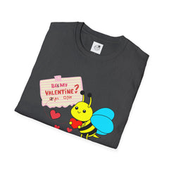 Valentine Bee T-Shirt — "Be My Valentine?" Cute Bee Hearts Tee