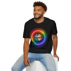 Rainbow Lips T-Shirt — Pride LGBT Neon Circle Graphic Tee