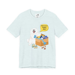 "Ohwoooo happy day!"  Happy Dog with treat delivery T‑Shirt — Pet Gift