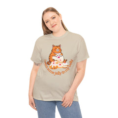 "I Want Some Jelly In My Belly"T-Shirt — Cute Cat Donut Design