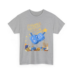 Hanukkah Blue Dreidel & Menorah Holiday Tee 2 design options