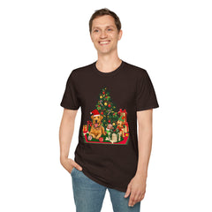 Christmas Golden Retriever Dog T-Shirt — Festive Tree & Presents Holiday Tee