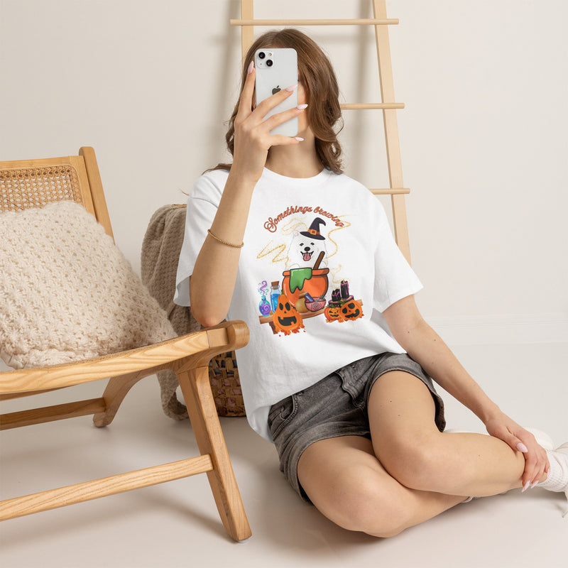 Halloween Witchy Samoyed — Cute Spooky Pumpkin Cauldron Tee