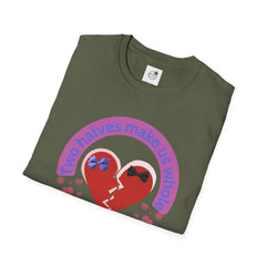 Two Halves Make Us Whole Broken Heart T-Shirt — Cute Split-Heart Couple Tee