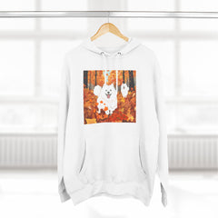 Autumn Samoyed Hoodie – Cute White Dog in Fall Leaves Fleece Pullover