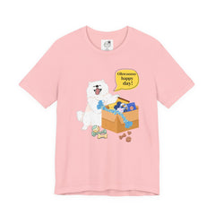 "Ohwoooo happy day!"  Happy Dog with treat delivery T‑Shirt — Pet Gift
