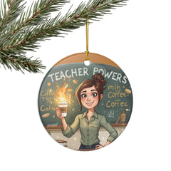 Teacher Powers Ceramic Ornament – Funny Coffee Teacher Gift