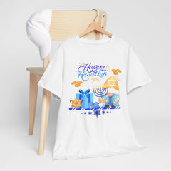 "Happy Hanukkah" Knome with Menorah & Dreidel Holiday Tee