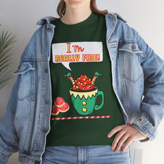 I'm Really Fine Tee — Cute Elf in a coffee cup Graphic T-Shirt