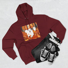 Autumn Samoyed Hoodie – Cute White Dog in Fall Leaves Fleece Pullover
